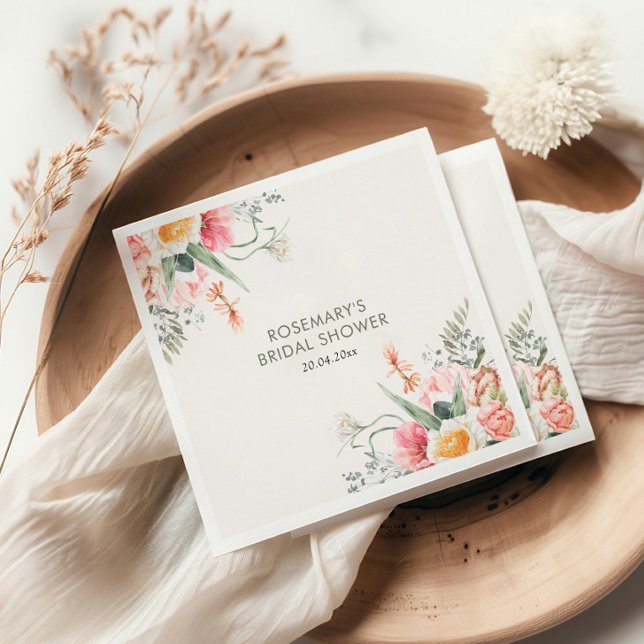 Time For Tea Floral Bridal Shower Napkin (Creator Uploaded)