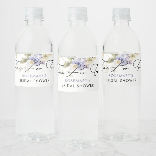 Time For Tea Floral Bridal Shower Water Bottle Label (Bottles)