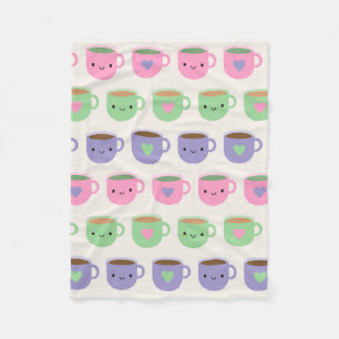 Time For Tea - Kawaii Cup of Tea Fleece Blanket