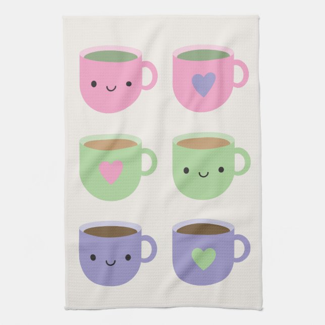 Time For Tea - Kawaii Cup of Tea Tea Towel (Vertical)