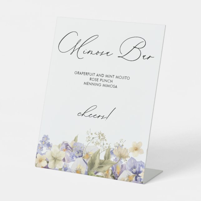 Time For Tea Mimosa Bar Bridal Shower Pedestal Sign (Front)