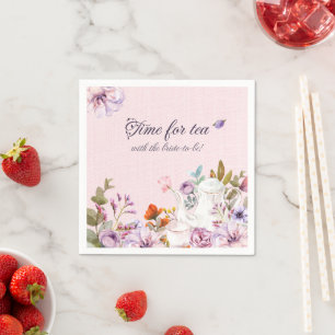 Time For Tea Party Floral Bridal Shower Napkin