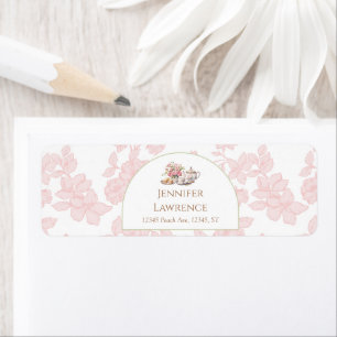 Time for Tea Pink Toile Return Address Label