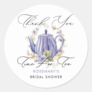 Time For Tea Purple Teapot Bridal Shower  Classic Round Sticker