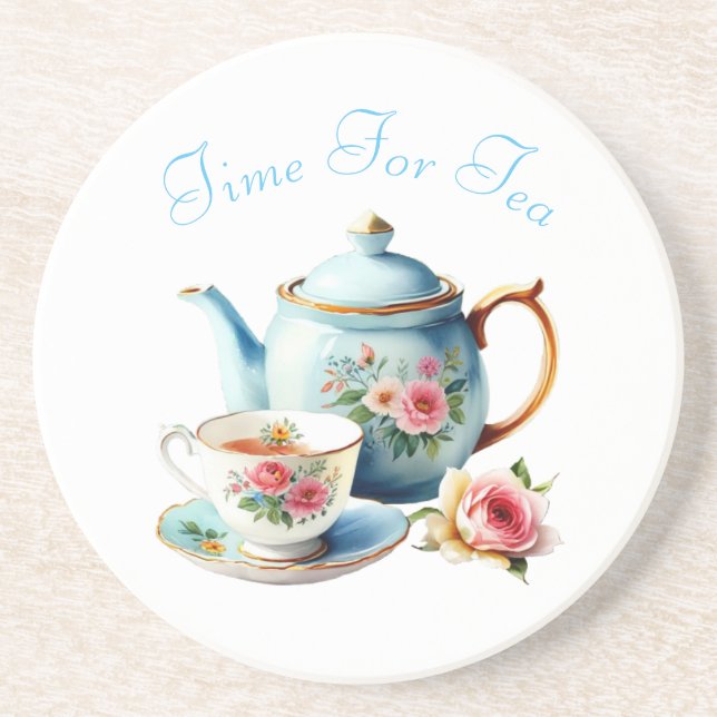 Time for Tea Sandstone Coaster (Front)