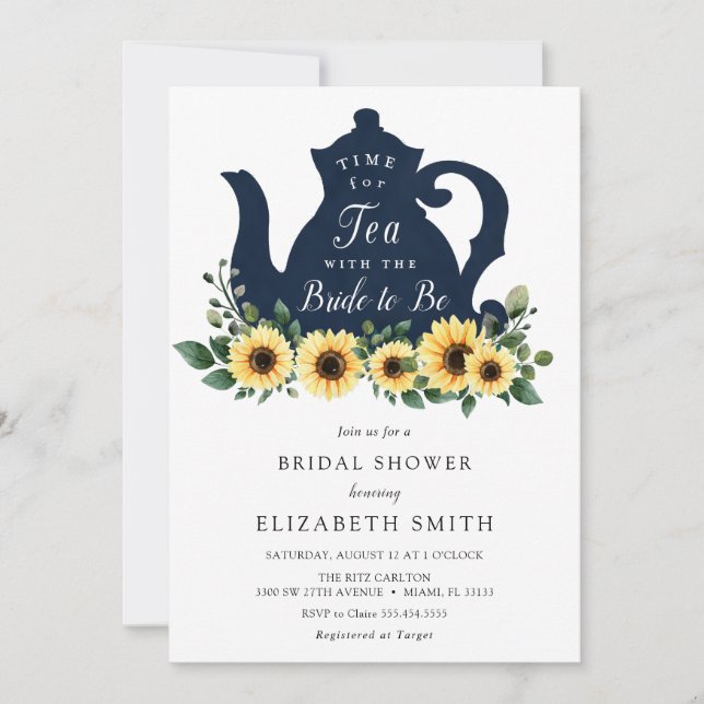Time for Tea Sunflower Bridal Shower Invitation (Front)