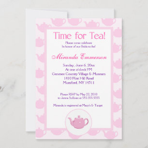 Time for Tea Teapot (Pink) Bridal Shower 5x7 Invitation