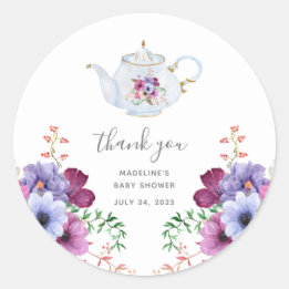Time For Tea Vintage Baby Shower Thank You Classic Round Sticker