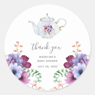 Time For Tea Vintage Baby Shower Thank You Classic Round Sticker