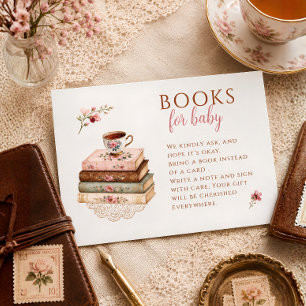 Time for tea vintage floral teacup books for baby enclosure card