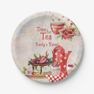 Time for Tea! Vintage Retro Afternoon Tea Party Paper Plate
