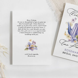 Time For Tea Watercolor FLoral Bridal Shower  Thank You Card