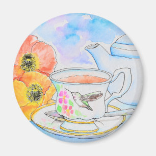 Time for Tea Watercolor Painting Magnet