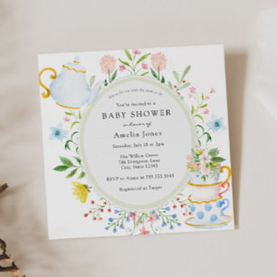 Time for Tea Wildflower Baby Shower Invitation