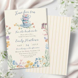 Time for Tea Wildflower Bridal Shower  Invitation