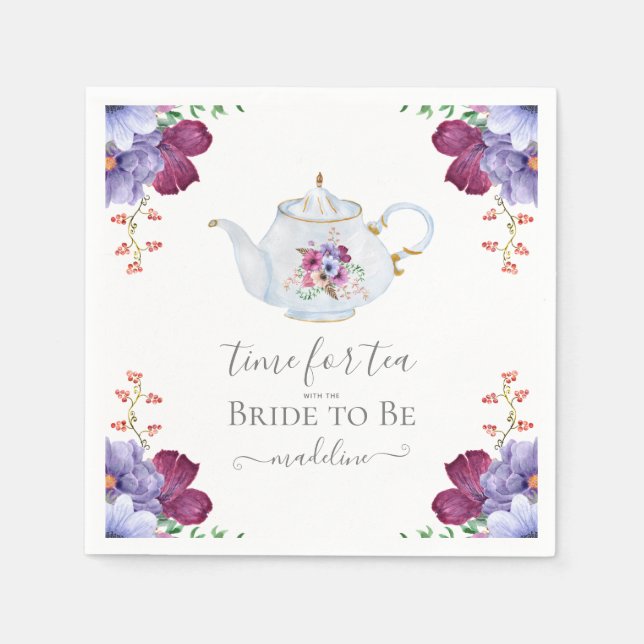 Time for Tea With the Bride To Be Bridal Shower  Napkin (Front)