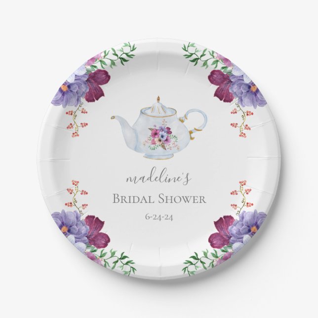 Time for Tea With the Bride To Be Bridal Shower  Paper Plate (Front)