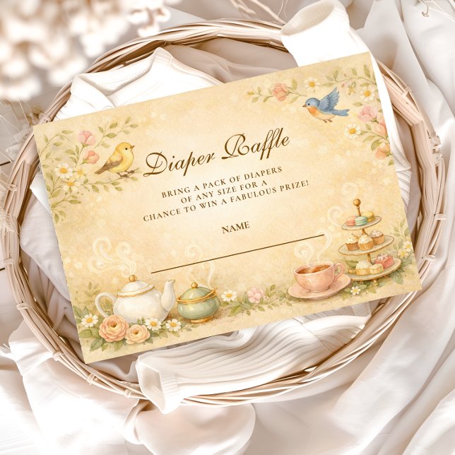 Time for Tea With the Mom-to-Be Diapper Raffle Enclosure Card (Creator Uploaded)