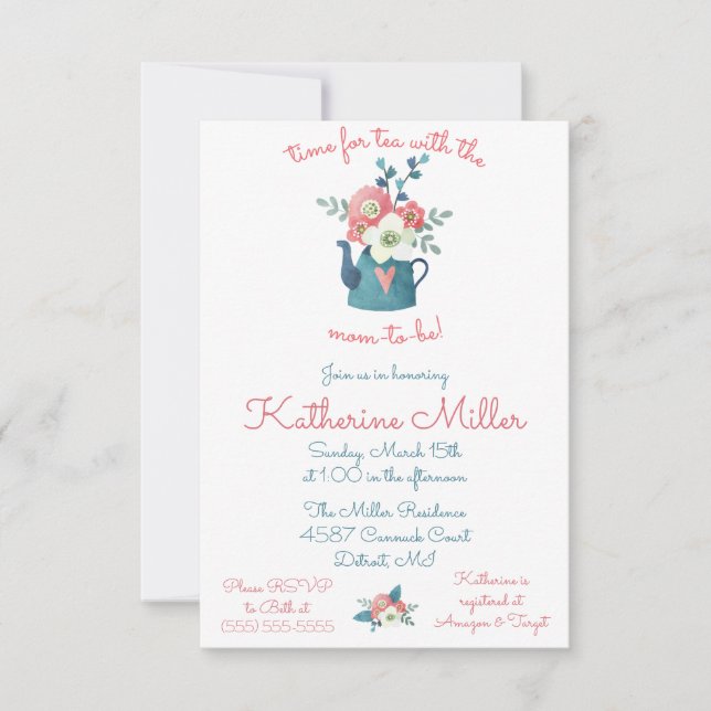 Time for Tea with the Mum-to-be!  Shower  Invitation (Front)