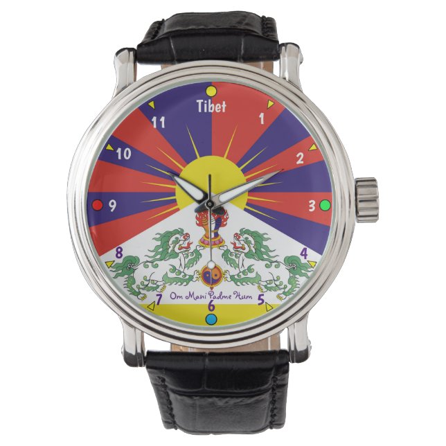 Time for Tibet & Snow Lions, Tibetan flag (watch) Watch (Front)