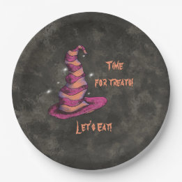 Time for treats, Let's Eat Halloween Witch Paper Plate