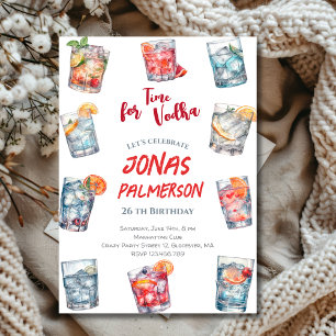 Time for vodka,  adults birthday party invitation