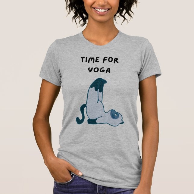 Time For Yoga cat cute t-shirt  (Front)