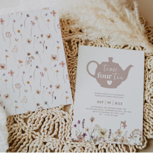 Time Four Tea Floral Birthday Invitation