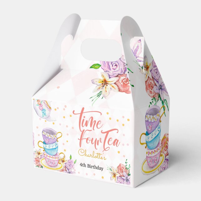 Time four tea, forth tea birthday favour box (Front Side)