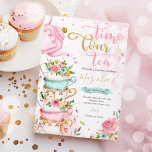 Time Four Tea Pink Floral 4th Birthday Tea ParTEA Invitation<br><div class="desc">Time Four Tea Pink Floral 4th Birthday Tea ParTEA Invitation
All designs are © PIXEL PERFECTION PARTY LTD</div>