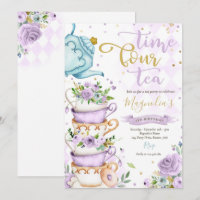 Time Four Tea Purple Floral 4th Birthday ParTEA
