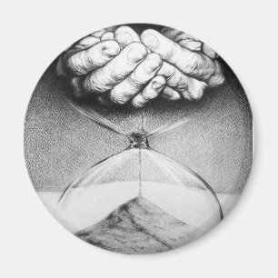 Time Hourglass hands Pencil drawing Surreal art Magnet