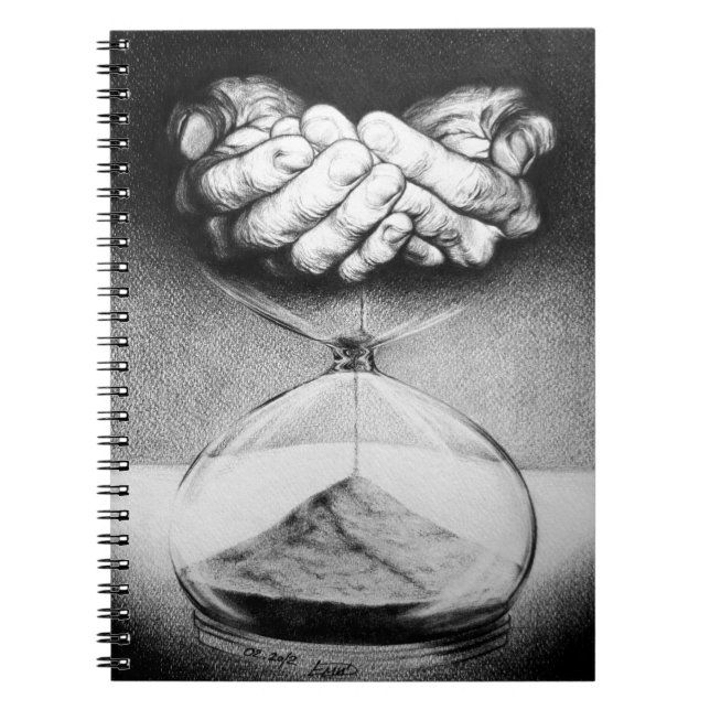 Time Hourglass hands Pencil drawing Surreal art Notebook (Front)