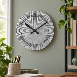 Time Is an Illusion – Black and White Op Art Round Clock