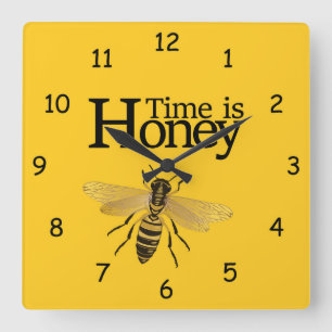 Time is Honey Square Wall Clock