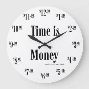 Time is Money Clock - Black text