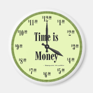 Time is Money - Green Clock Face Magnet