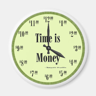 Time is Money - Green Clock Face Magnet
