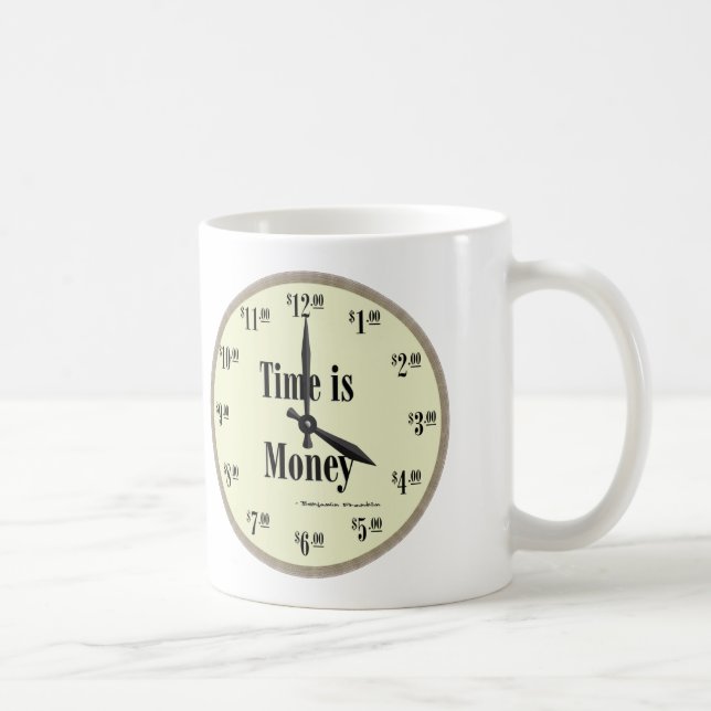 Time is Money - Mug Taupe Clock Face (Right)