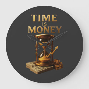 Time Is Money   Powerful Motivational Design Large Clock