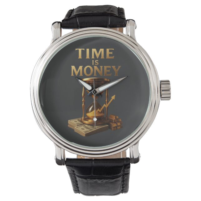 TIME IS MONEY - Vintage Motivational Entrepreneur Watch (Front)