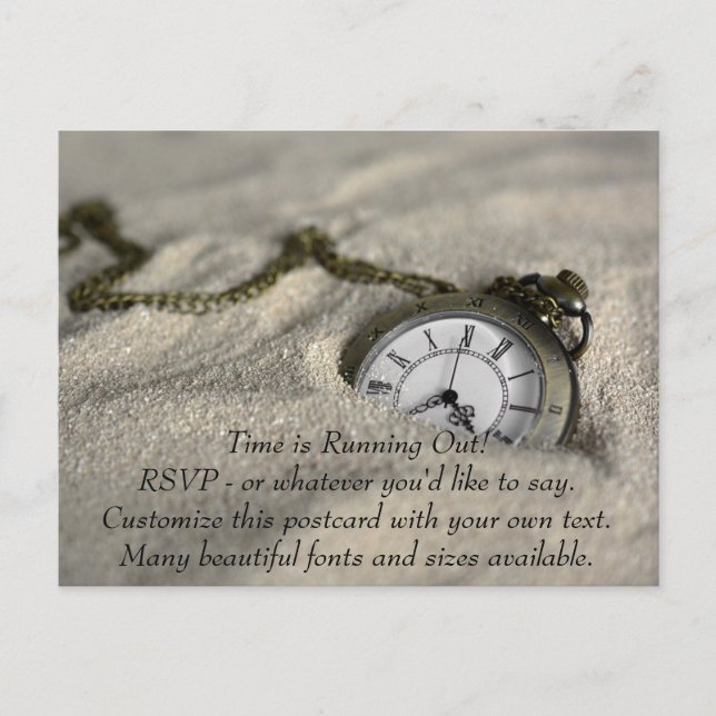 Time is Running Out Clock Ticking, Customise It! Announcement Postcard (Front)
