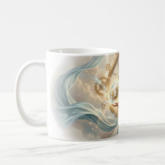 Time Keeper Woman Gears Clock Sphere Mug (Left)