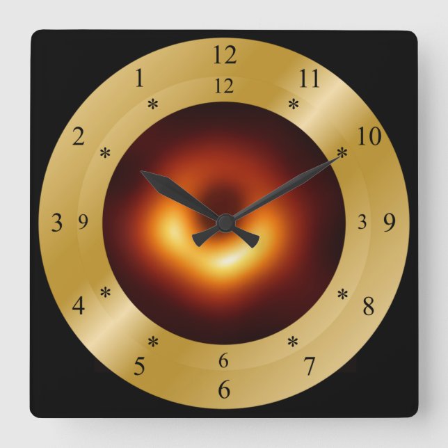 Time Machine Clock~Messier 87 Galaxy~Black Hole ~ Square Wall Clock (Front)