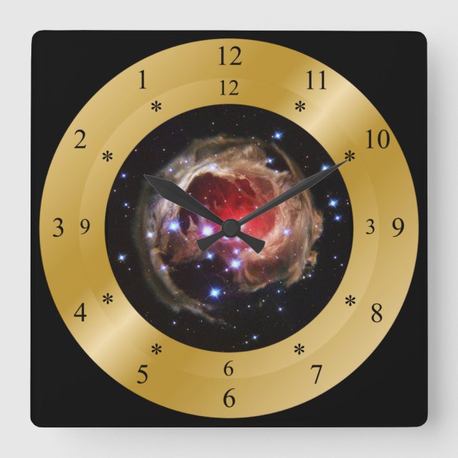 Time Machine Clock~V838 Monocerotis~Star Outburst~ Square Wall Clock (Front)