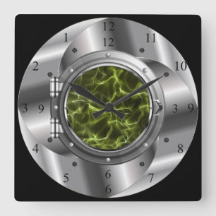 Time Machine Portal ~XZZ 02~Time/Space/Continuum ~ Square Wall Clock