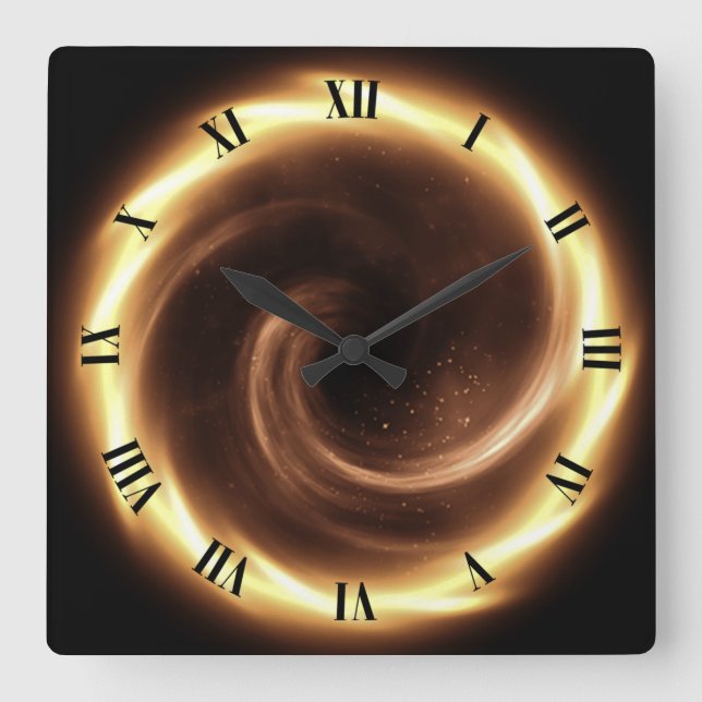 Time Machine ~ Spiral Fire Vortex ~ Time Portal ~  Square Wall Clock (Front)