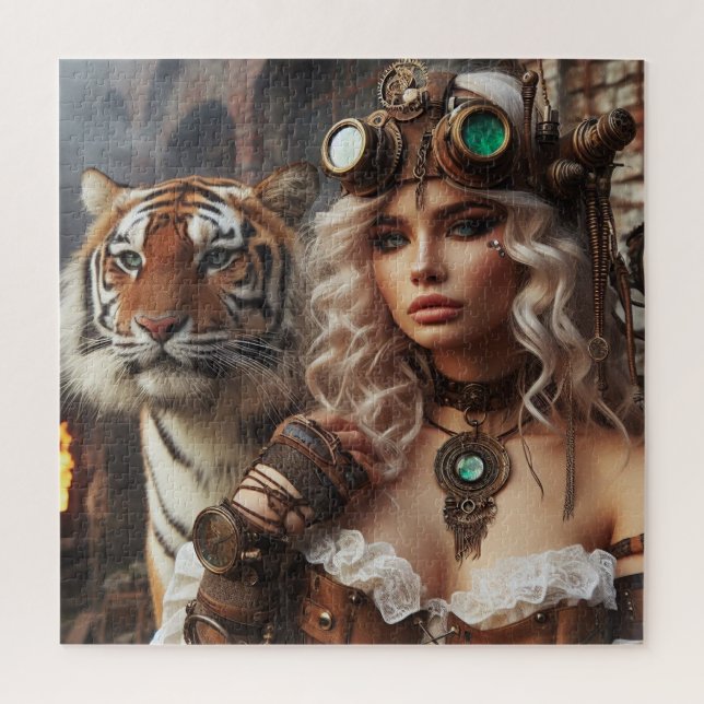Time Machine Young Girl and Tiger 80-2 Poster Jigsaw Puzzle (Vertical)