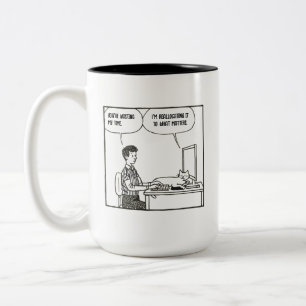 Time Management Cat Funny Office Humour Two-Tone Coffee Mug