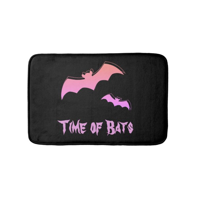 Time of Bats - Pink & Purple Abstract Pop Art Bath Mat (Front)